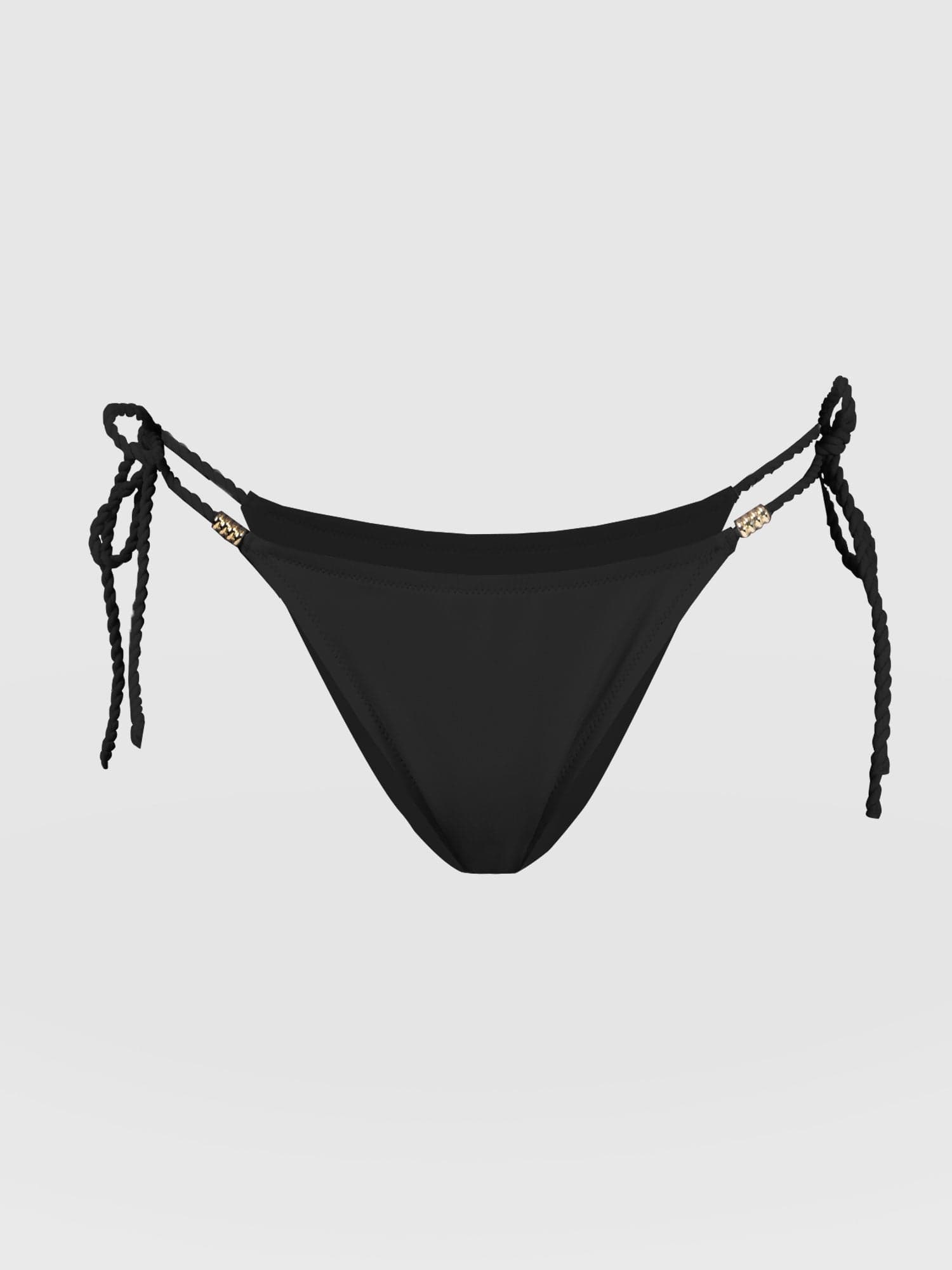 Alba Tie Side Bikini Bottom Black - Women's Swimwear | Saint + Sofia® USA