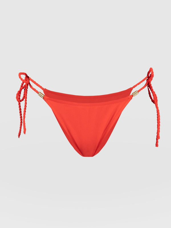 Alba Tie Side Bikini Bottom Red - Women's Swimwear | Saint + Sofia® USA