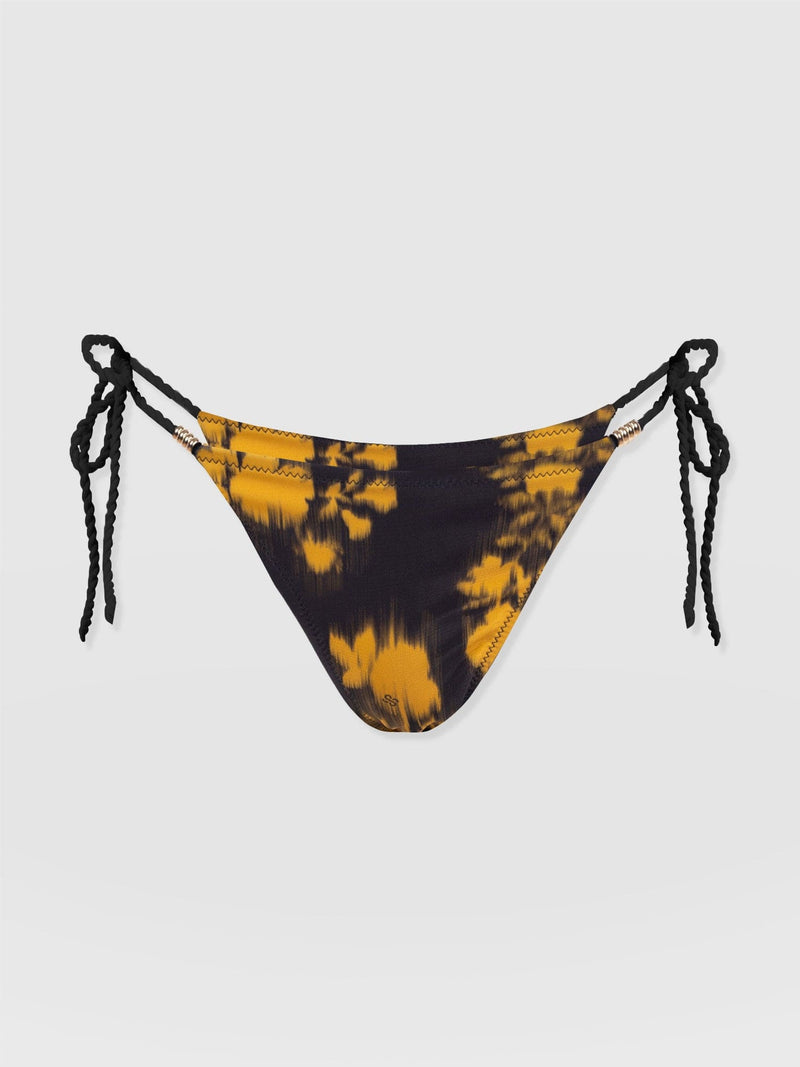 Alba Tie Side Bikini Bottom - Yellow Fade Floral - Women's Swimwear | Saint and Sofia® USA