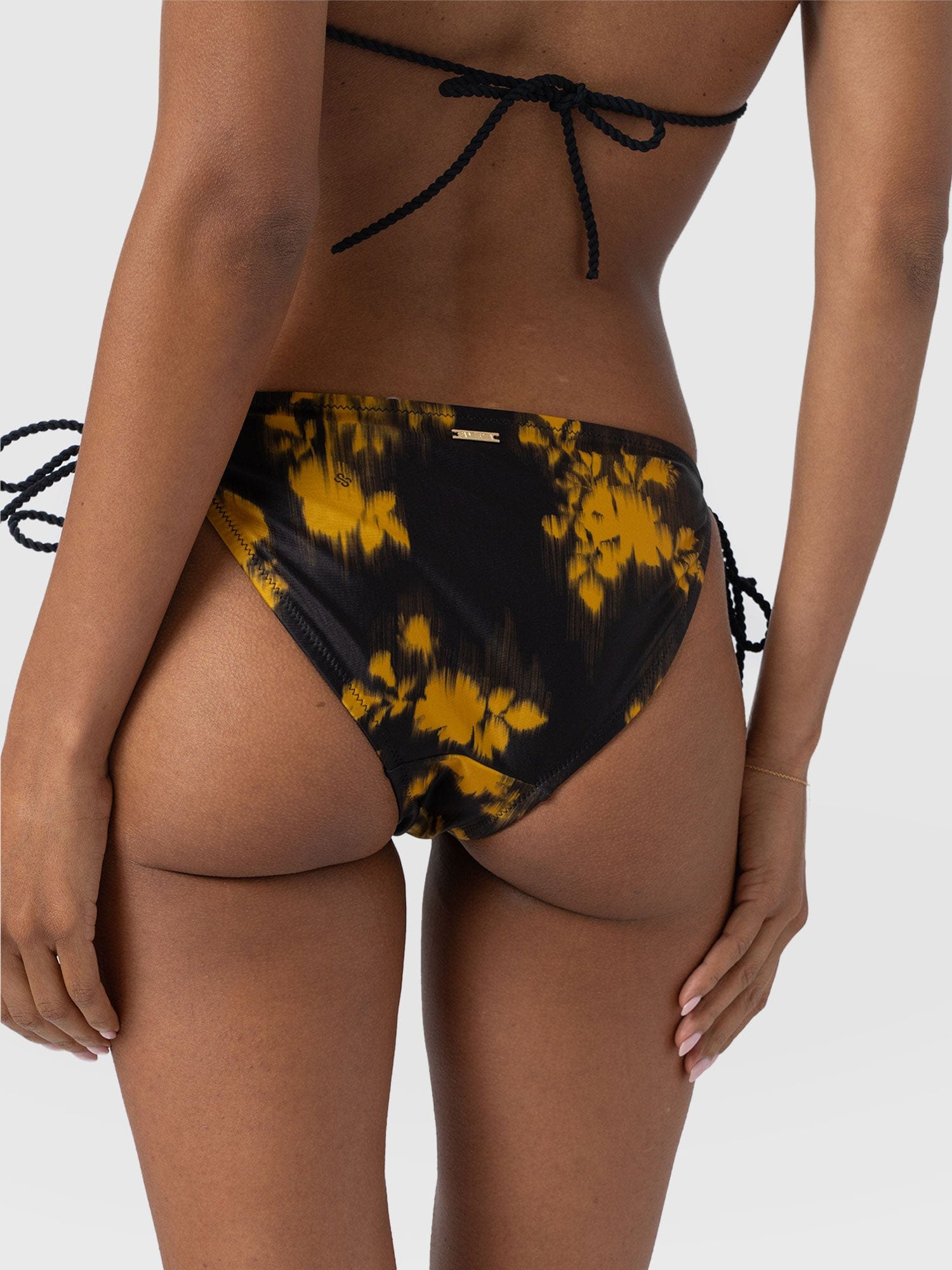 Alba Tie Side Bikini Bottom - Yellow Fade Floral - Women's Swimwear | Saint and Sofia® USA