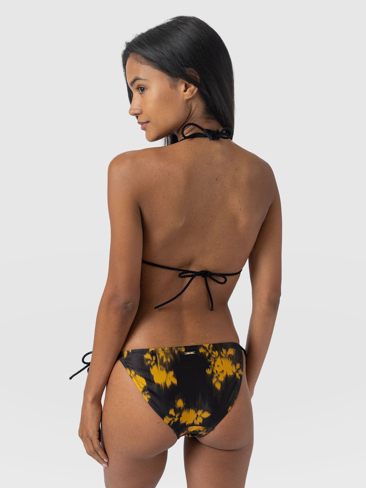 Alba Tie Side Bikini Bottom - Yellow Fade Floral - Women's Swimwear | Saint and Sofia® USA