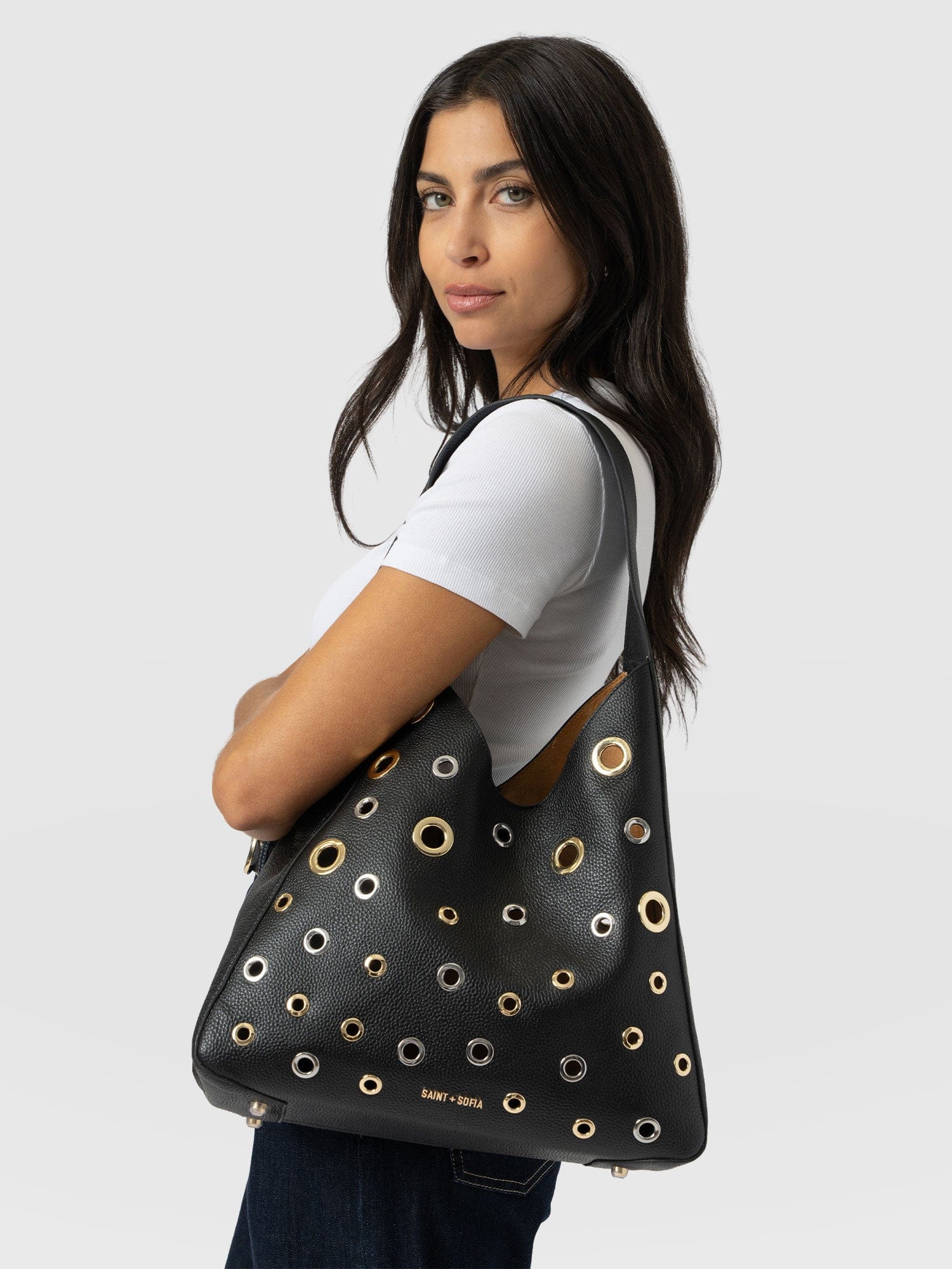 Allana Eyelet Bag - Black - Women's Handbags | Saint + Sofia® USA