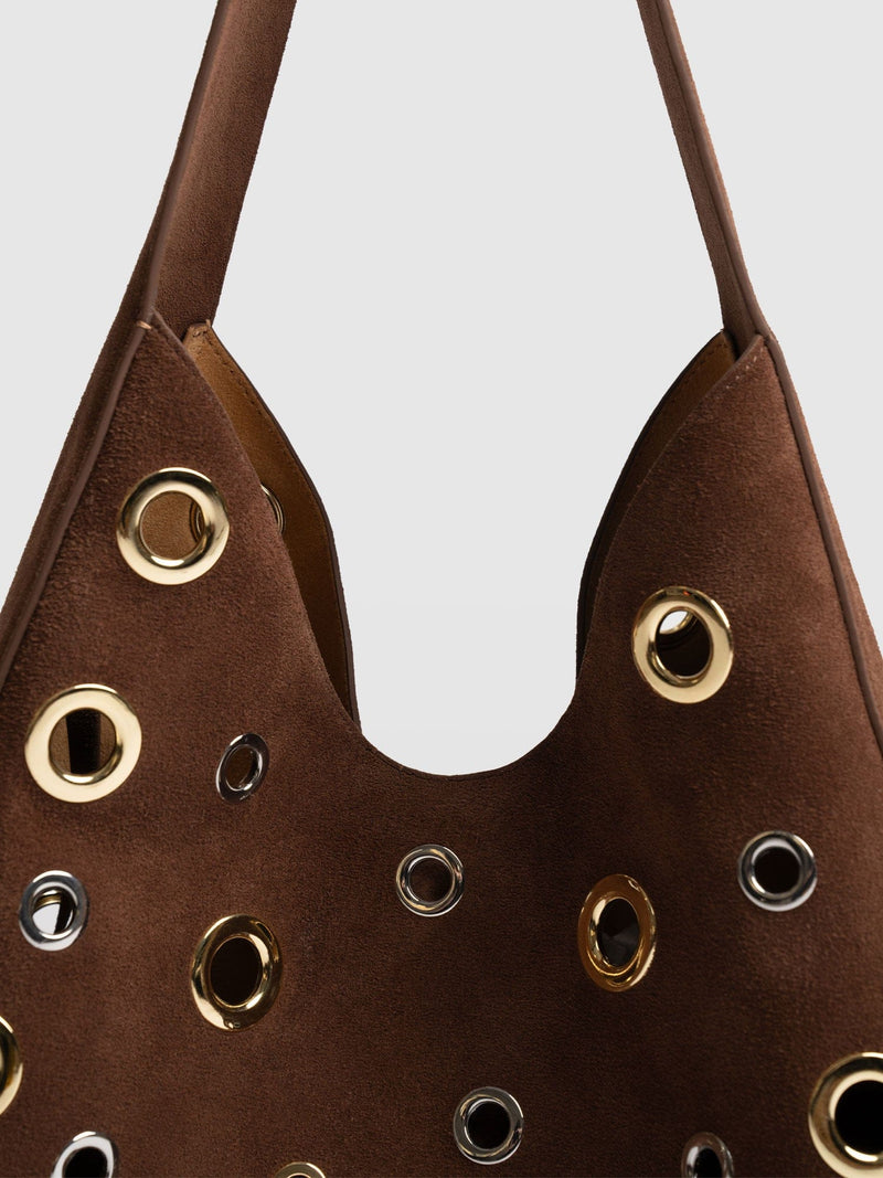 Allana Eyelet Bag - Coffee Suede - Women's Handbags | Saint + Sofia® USA