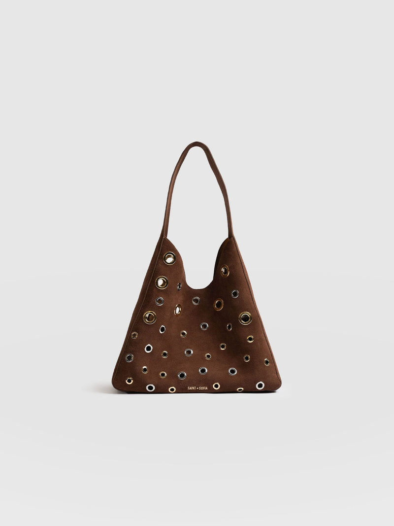 Allana Eyelet Bag - Coffee Suede - Women's Handbags | Saint + Sofia® USA
