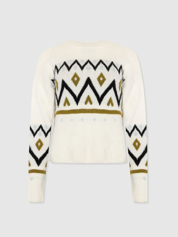 Allana Fairisle Jumper - White - Women's Jumpers | Saint + Sofia® USA