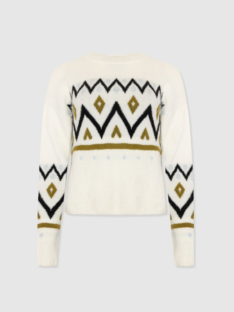 Allana Fairisle Jumper - White - Women's Jumpers | Saint + Sofia® USA