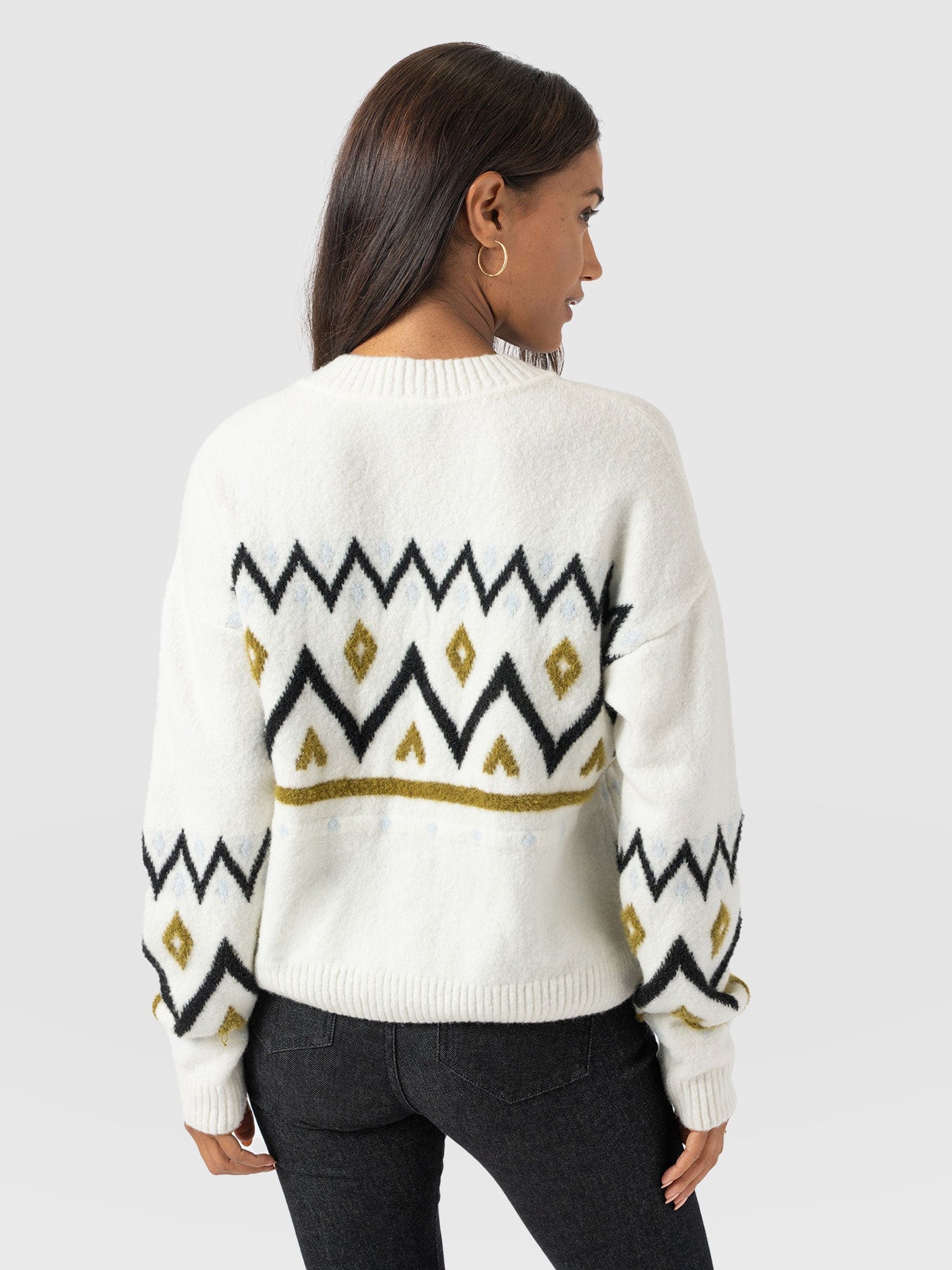 Allana Fairisle Jumper - White - Women's Jumpers | Saint + Sofia® USA