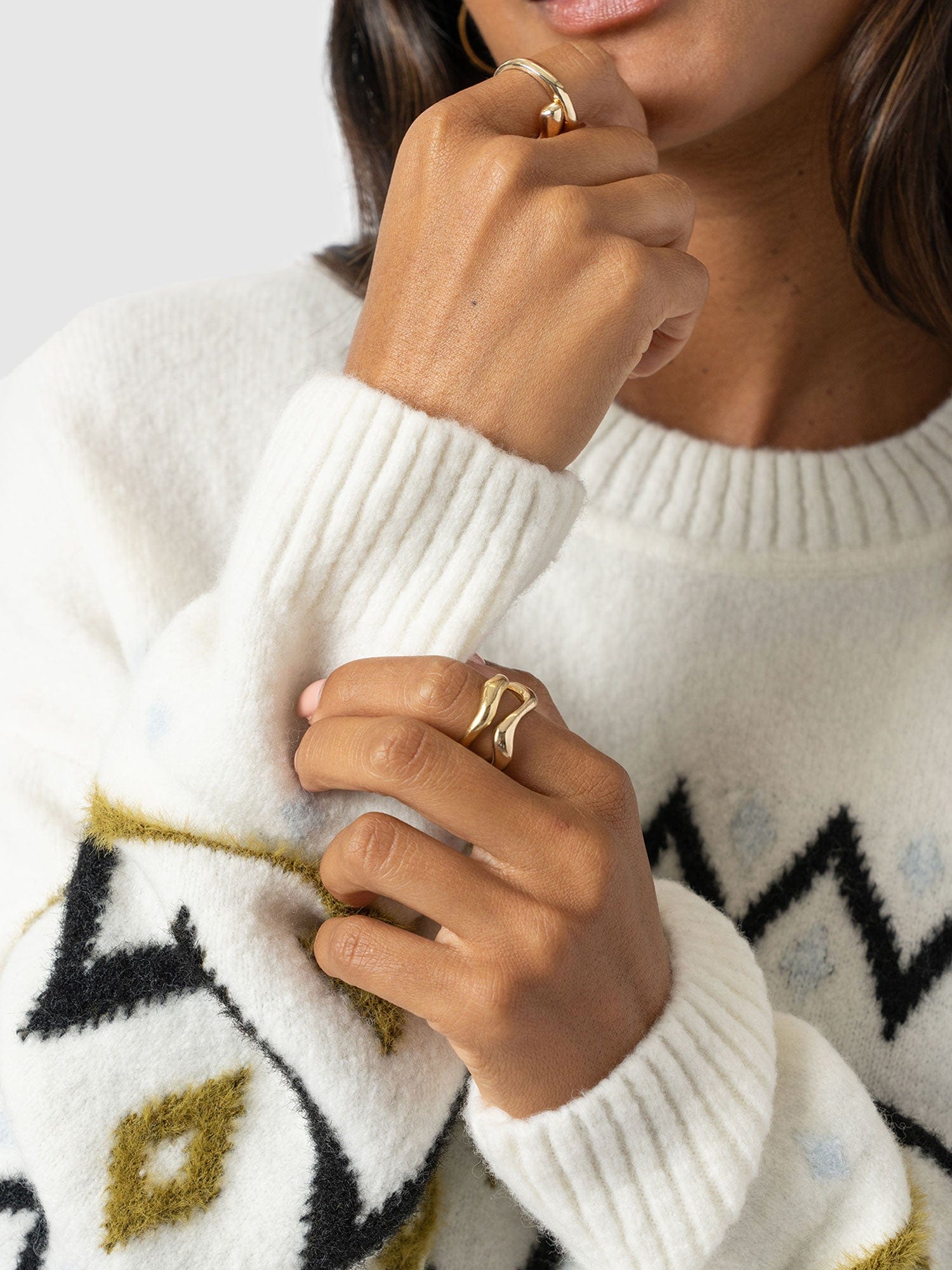 Allana Fairisle Jumper - White - Women's Jumpers | Saint + Sofia® USA