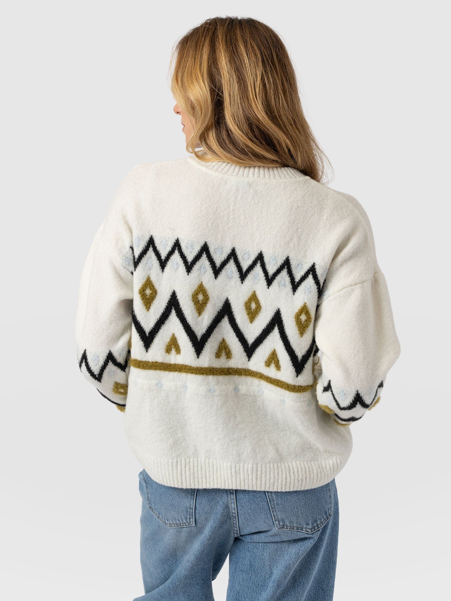 Allana Fairisle Sweater - White - Women's Sweaters | Saint + Sofia® USA