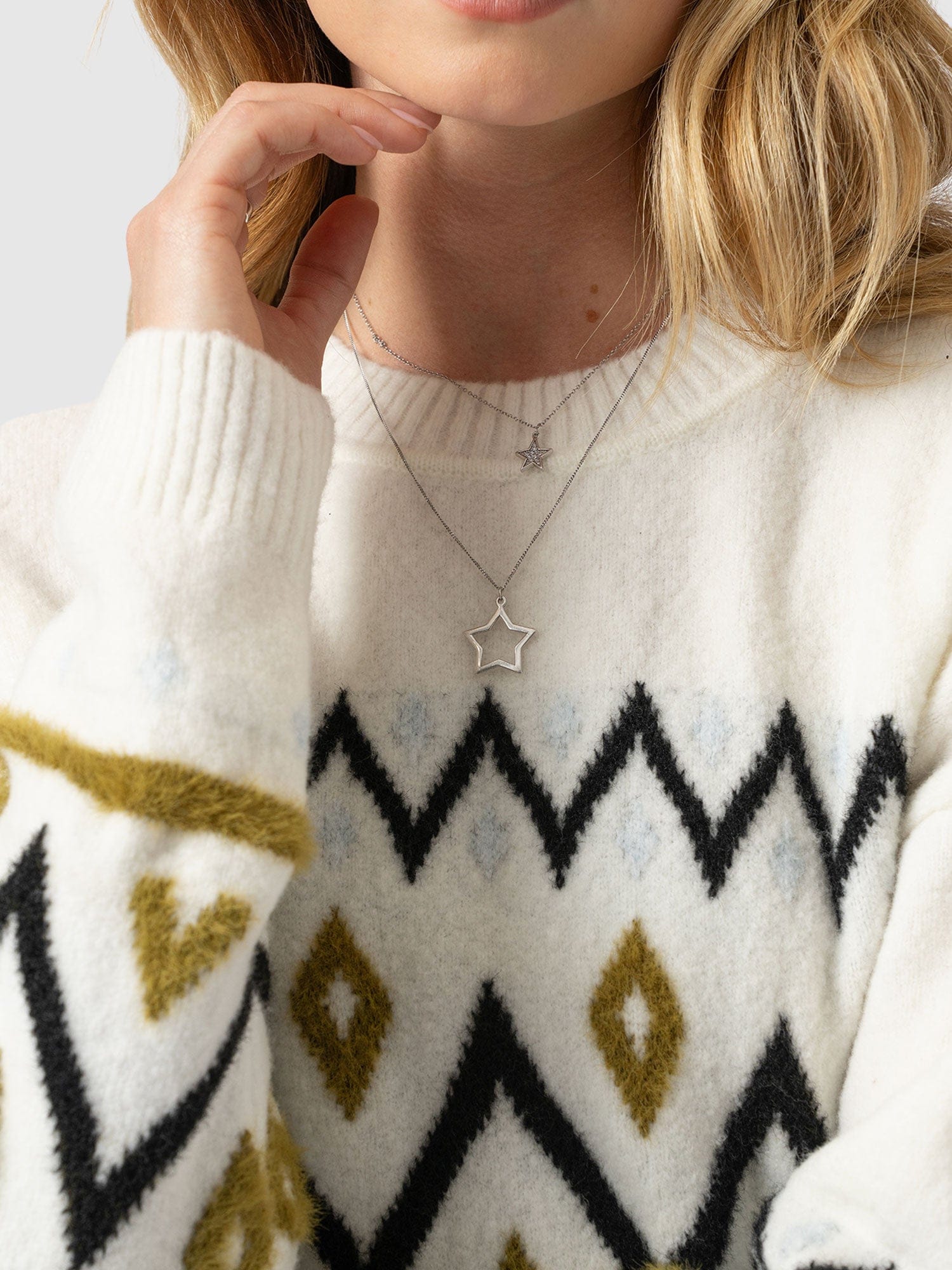 Allana Fairisle Sweater - White - Women's Sweaters | Saint + Sofia® USA