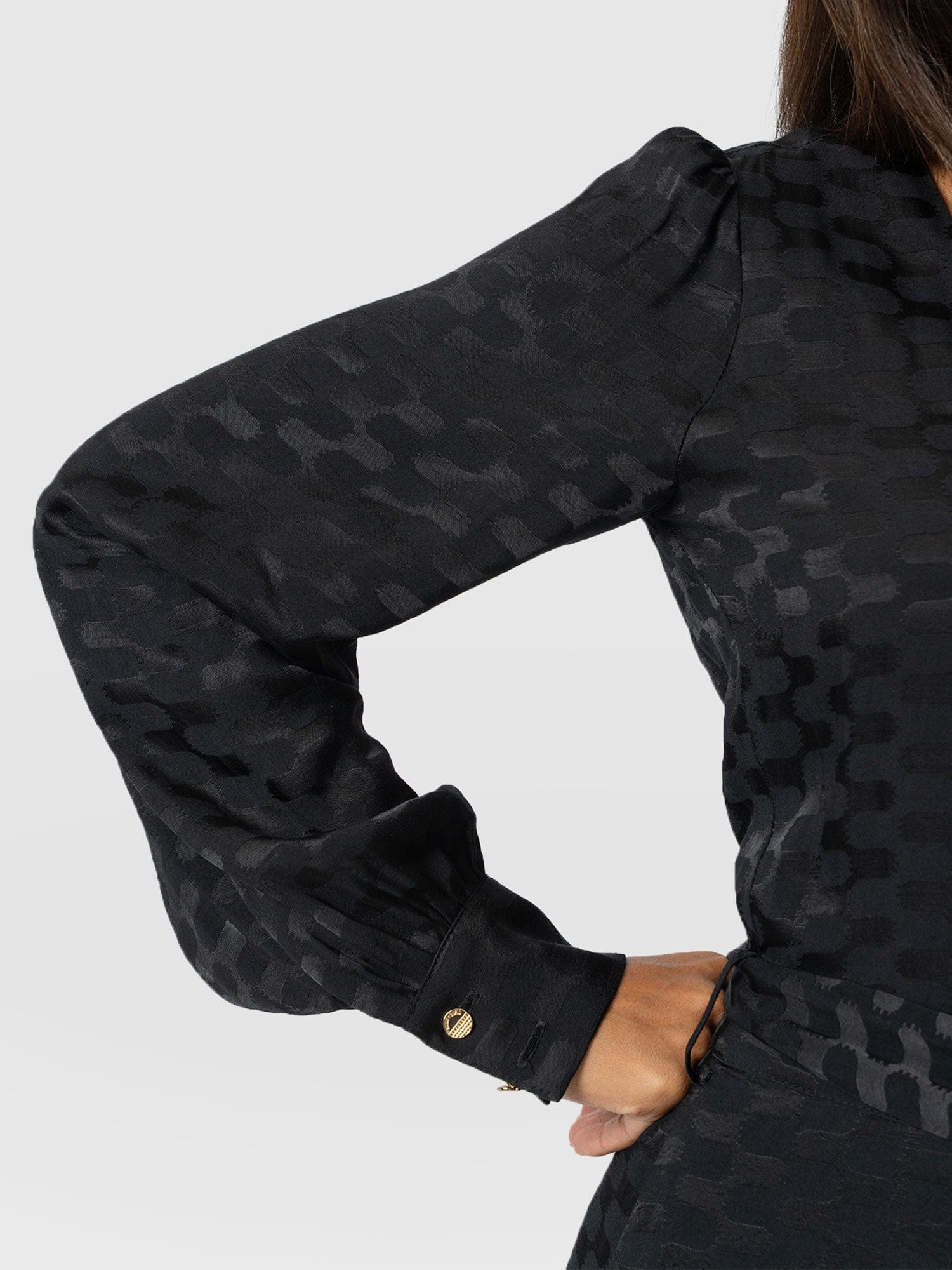 Allegra V Neck Dress - Black Jacquard - Women's Dresses | Saint + Sofia® USA