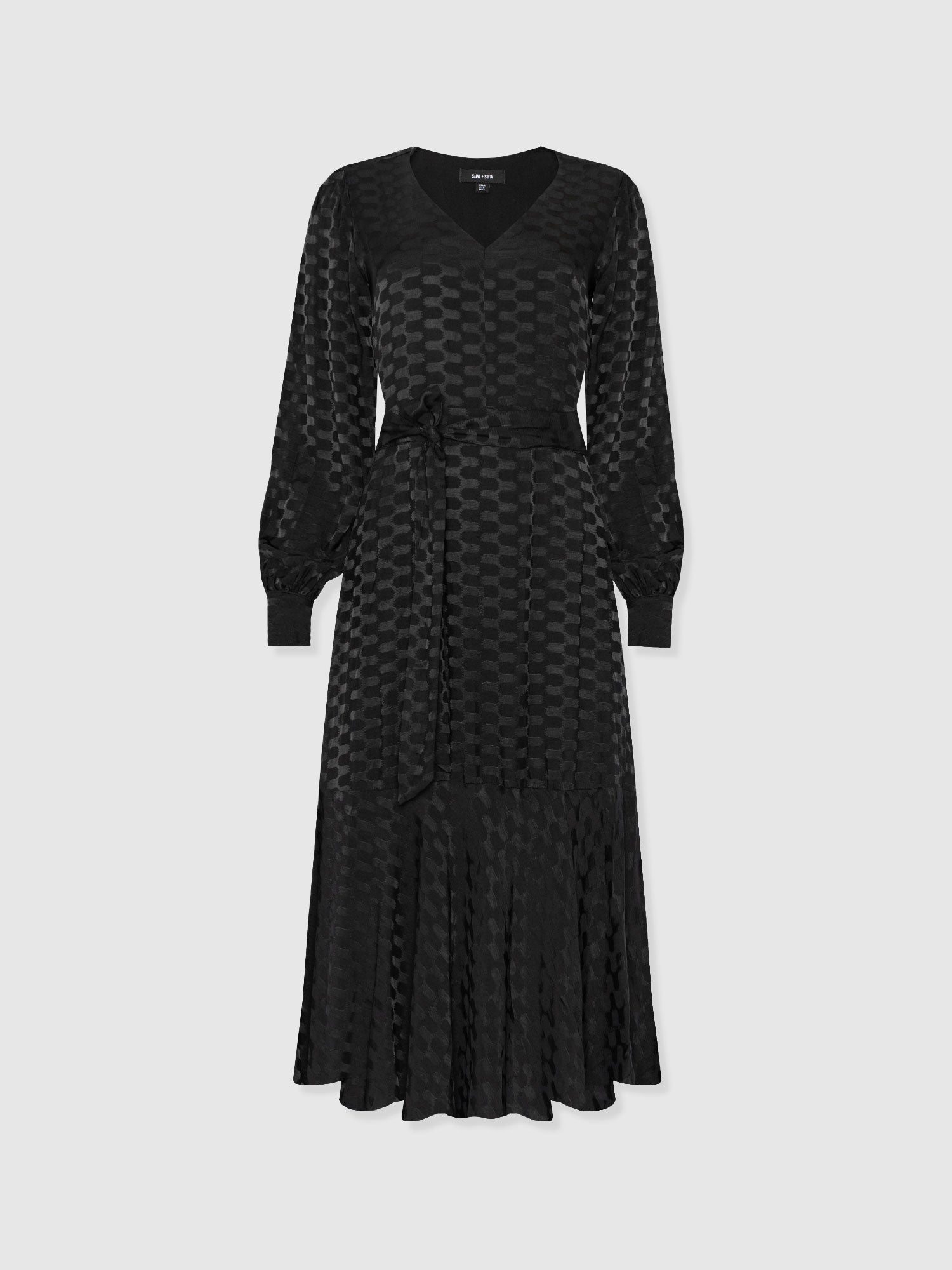 Allegra V Neck Dress - Black Jacquard - Women's Dresses | Saint + Sofia® USA