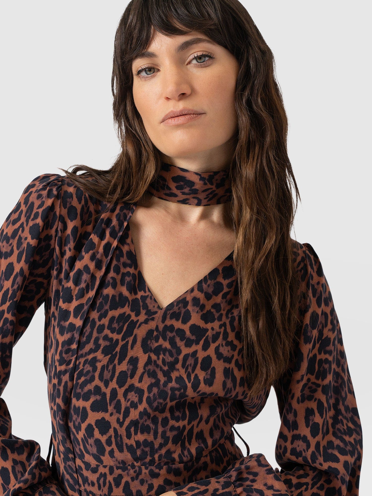 Allegra V Neck Dress - Brown Leopard - Women's Dresses | Saint + Sofia® USA
