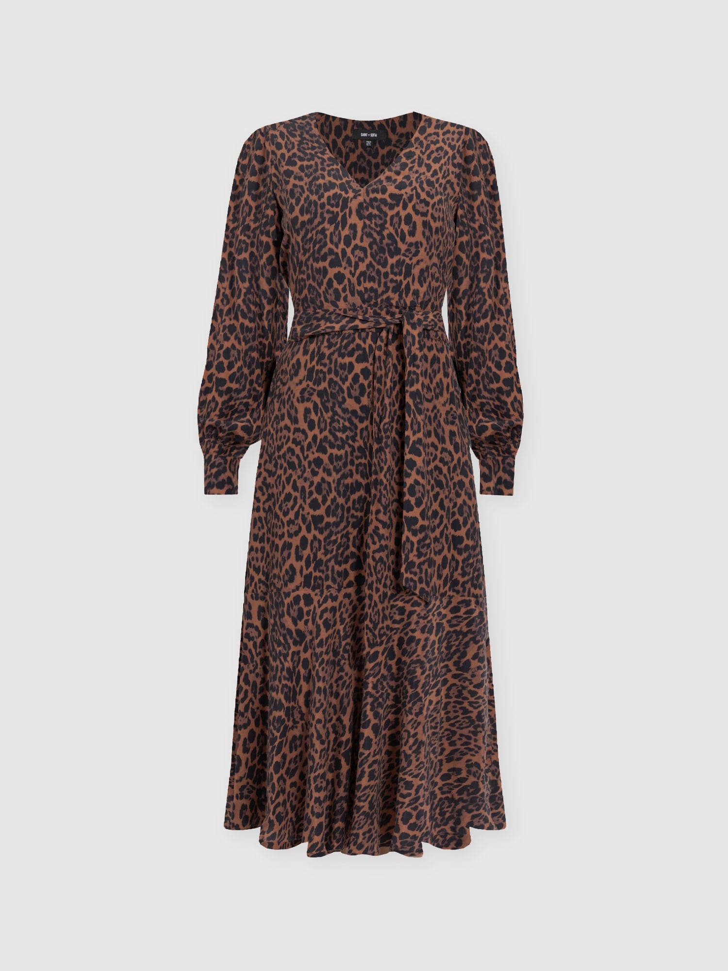 Allegra V Neck Dress - Brown Leopard - Women's Dresses | Saint + Sofia® USA