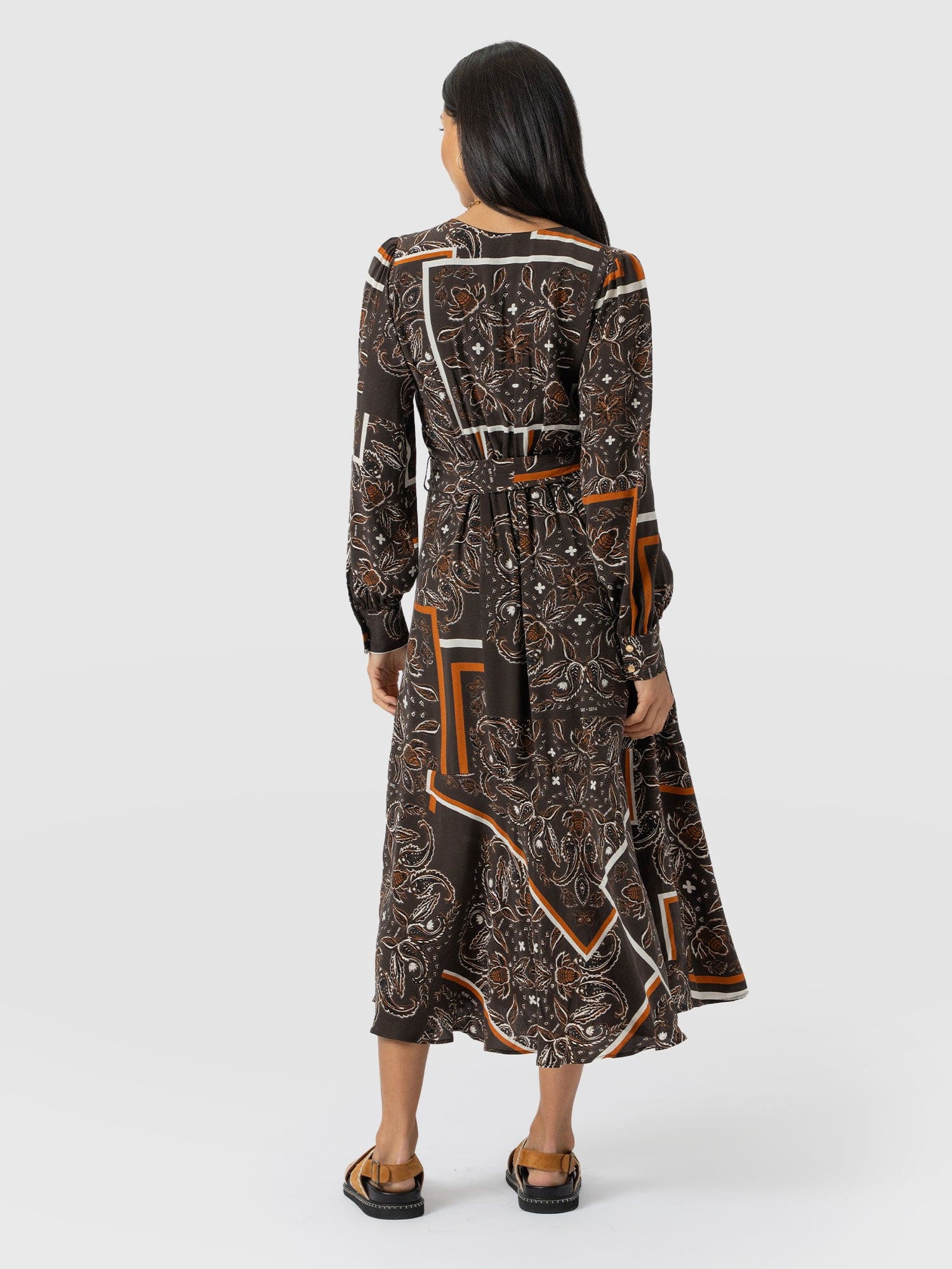 Allegra V Neck Dress - Brown Paisley - Women's Dresses | Saint + Sofia? USA