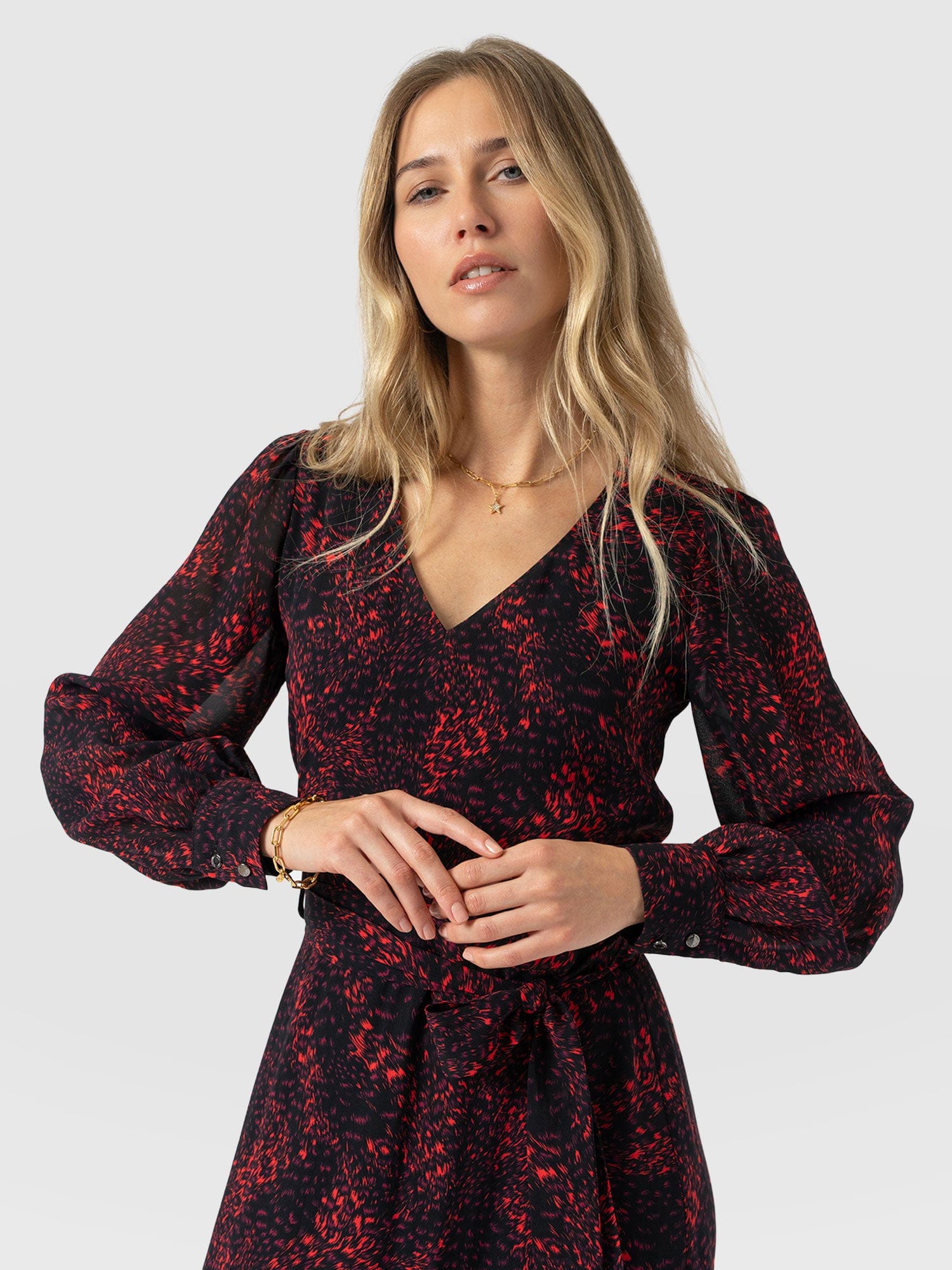 Allegra V Neck Dress - Red Fade Spot - Women's Dresses | Saint + Sofia® USA