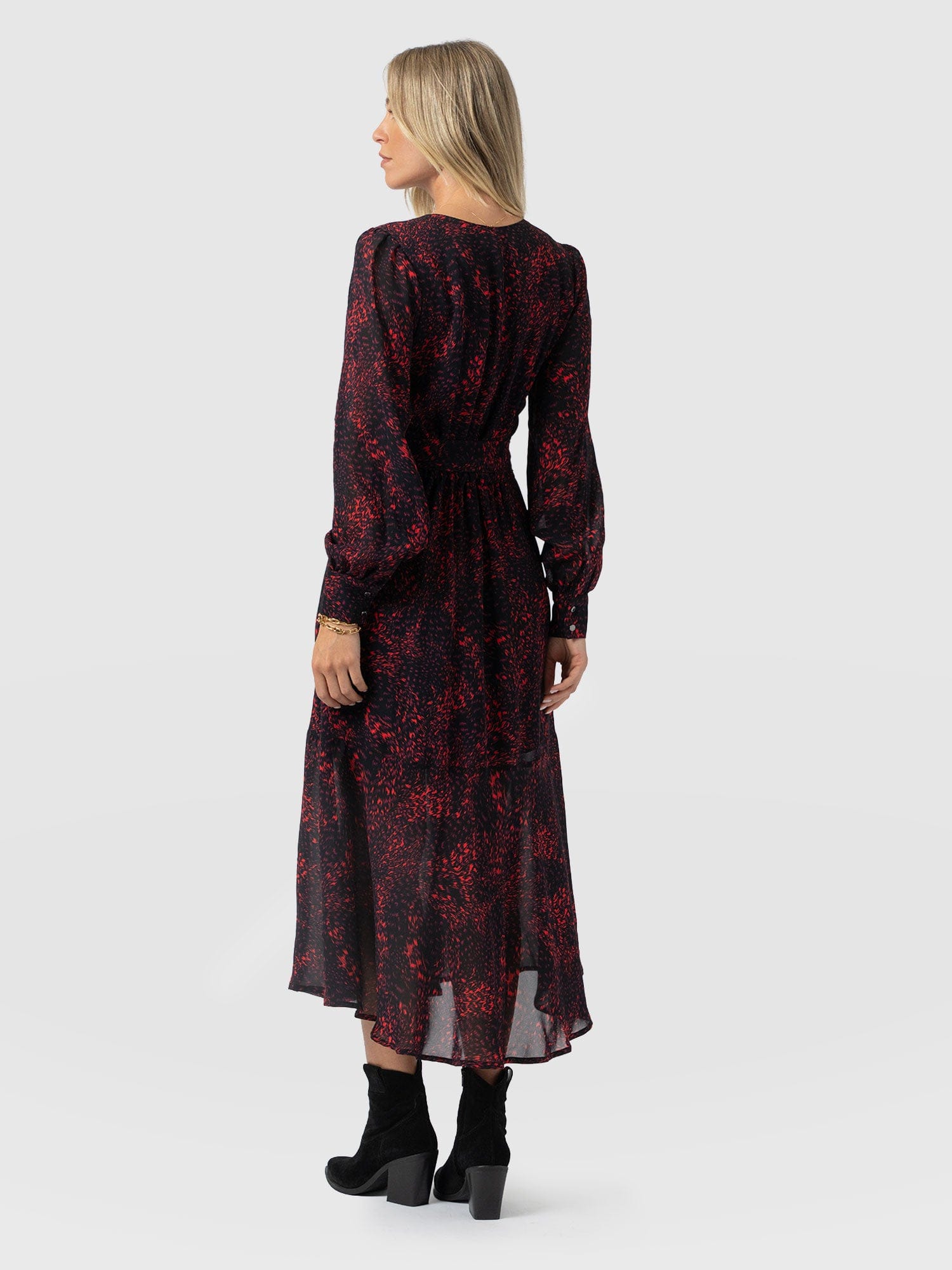 Allegra V Neck Dress - Red Fade Spot - Women's Dresses | Saint + Sofia® USA