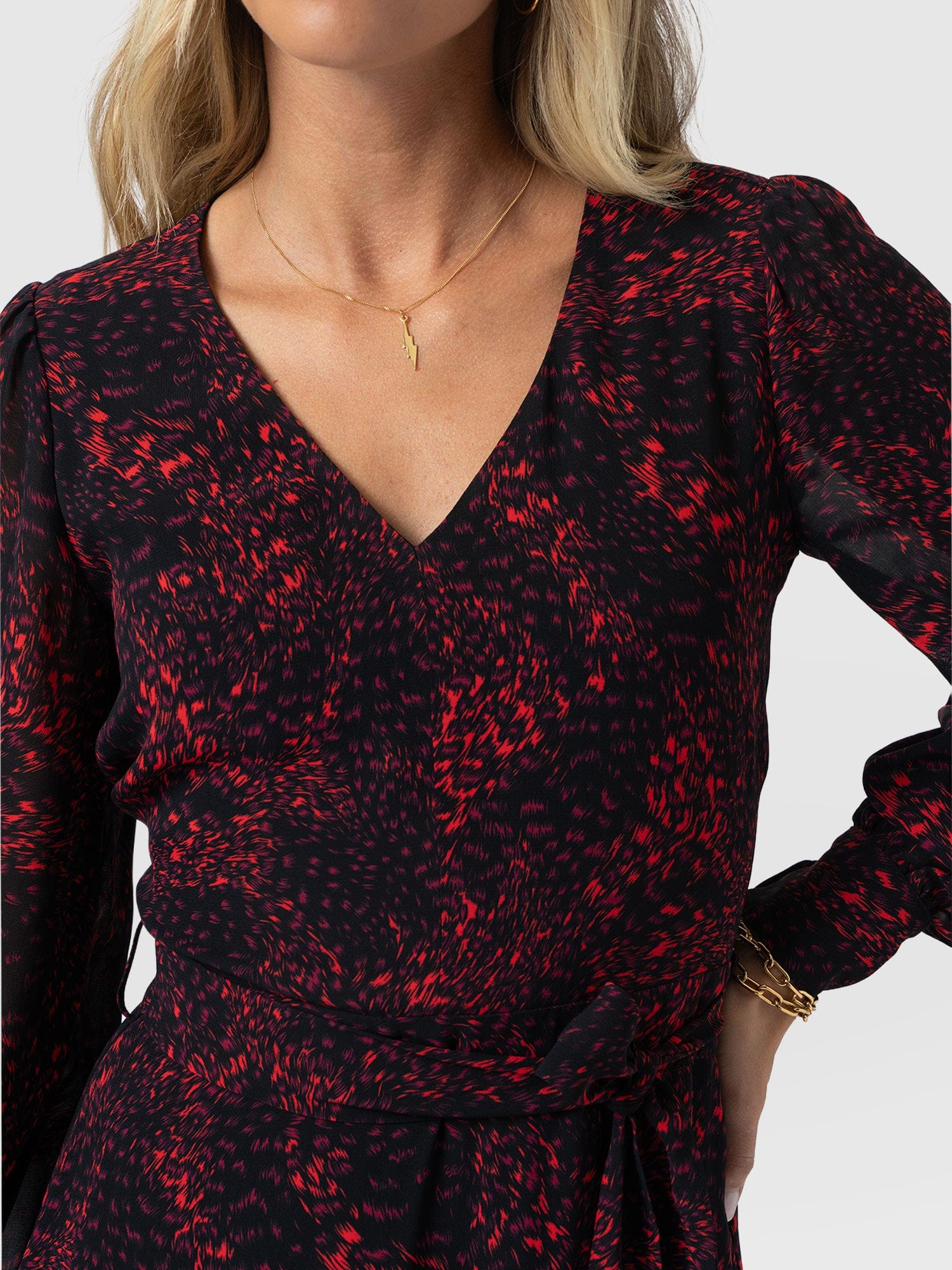 Allegra V Neck Dress - Red Fade Spot - Women's Dresses | Saint + Sofia® USA