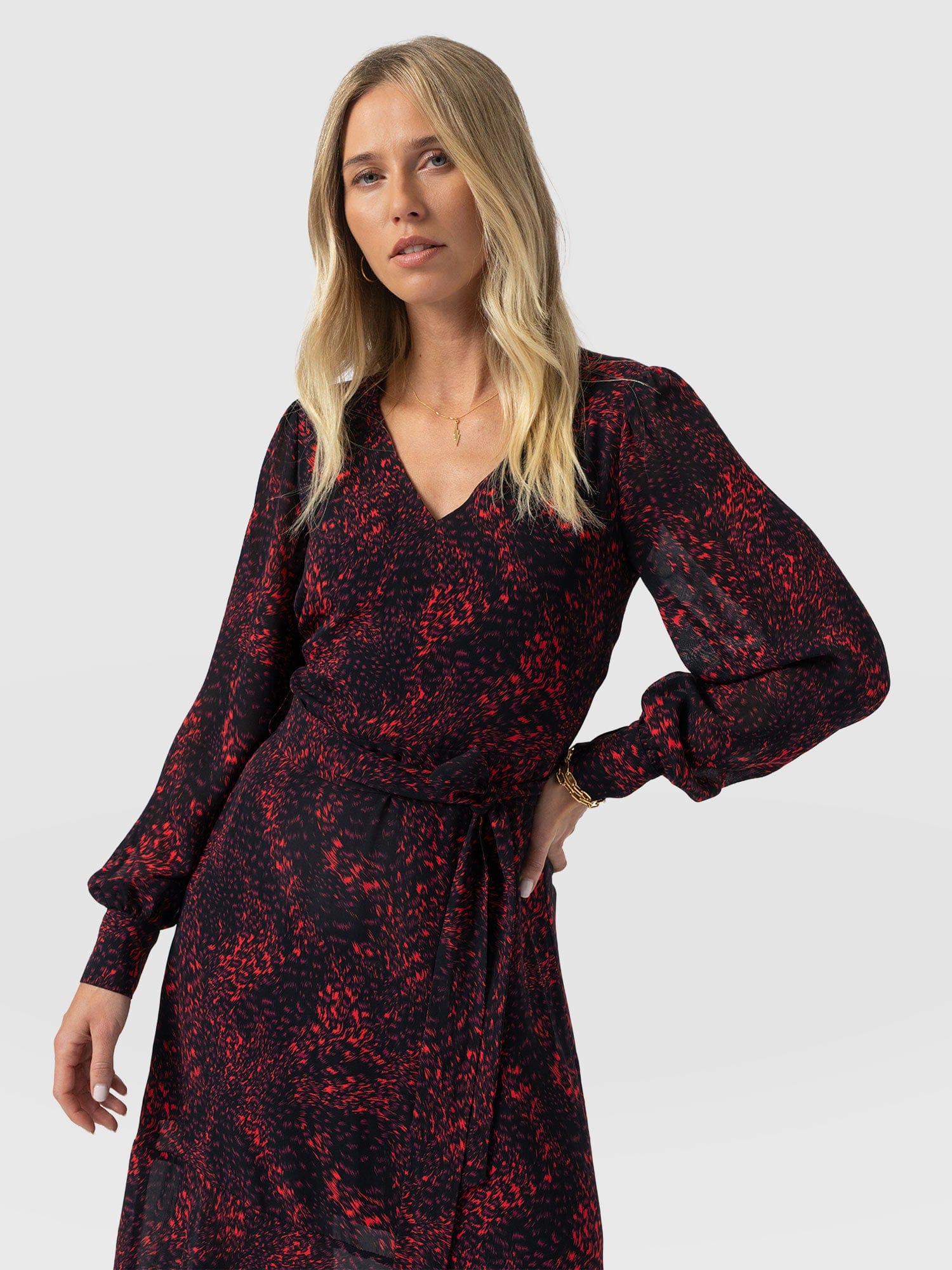 Allegra V Neck Dress - Red Fade Spot - Women's Dresses | Saint + Sofia® USA