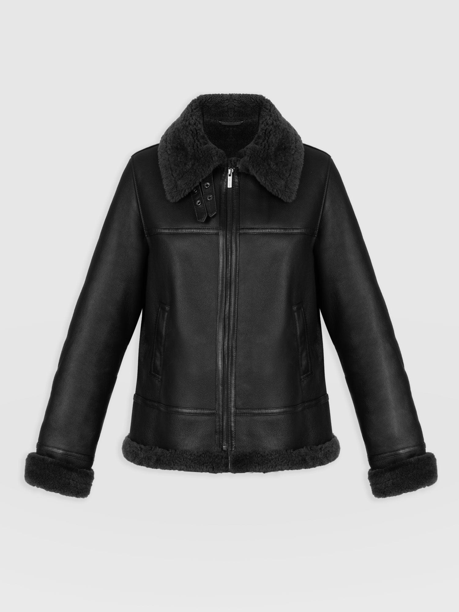 Amelia Aviator Jacket Black - Women's Leather Jackets | Saint + Sofia® UK