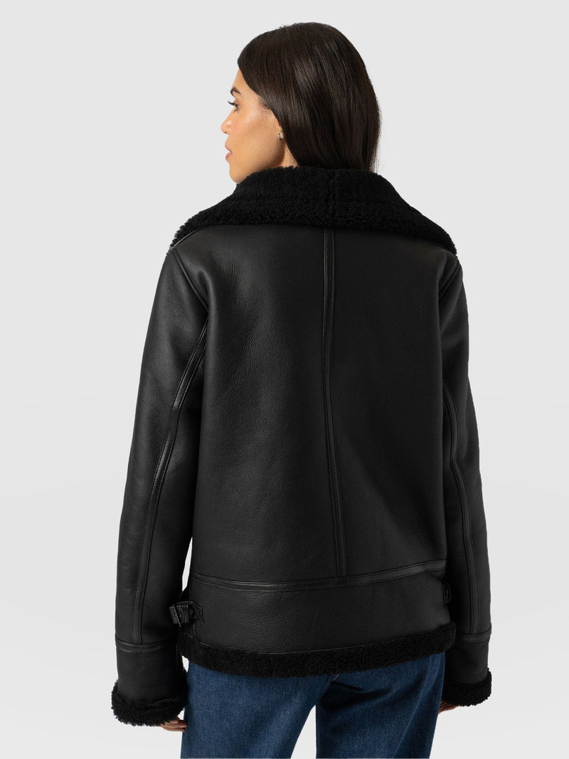 Amelia Aviator Jacket Black - Women's Leather Jackets | Saint + Sofia® US