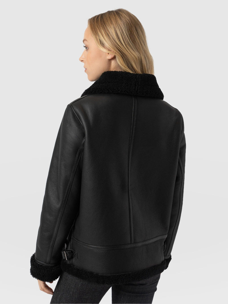 Amelia Aviator Jacket Black - Women's Leather Jackets | Saint + Sofia® US