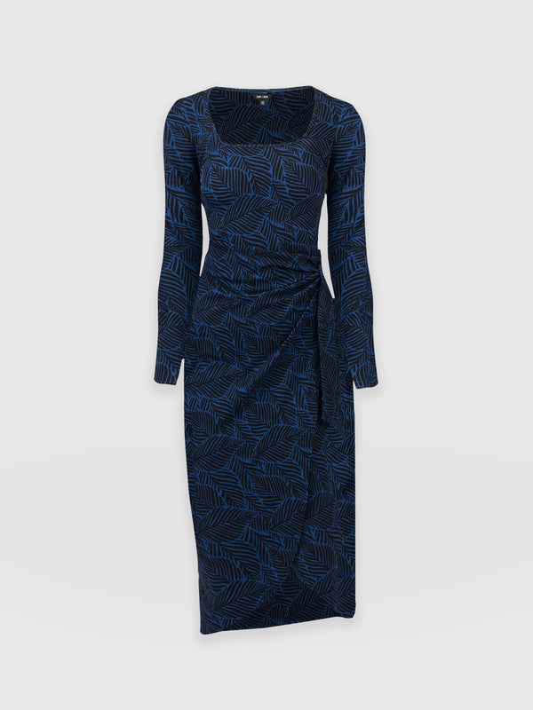 Amelia Wrap Dress Blue Leaf - Women's Dresses | Saint + Sofia® USA