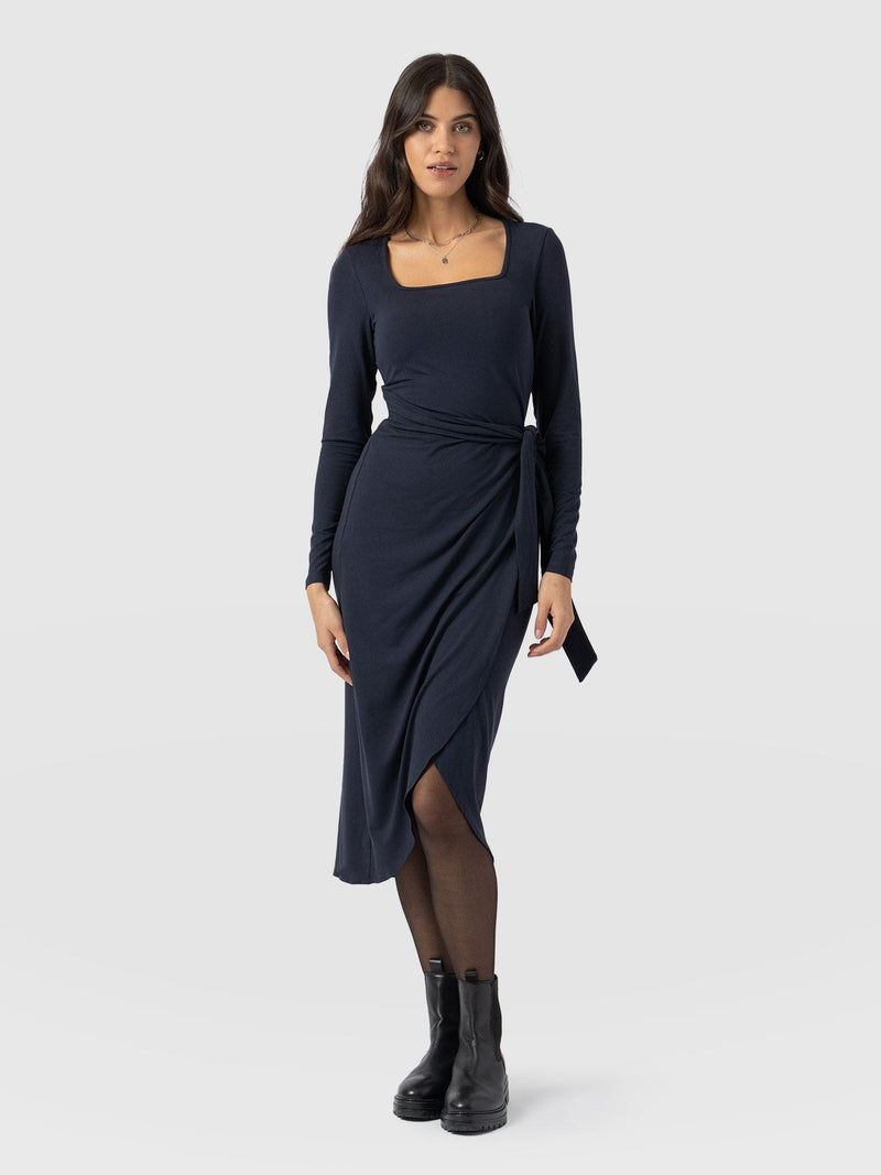 Amelia Wrap Dress Navy - Women's Dresses | Saint + Sofia® USA