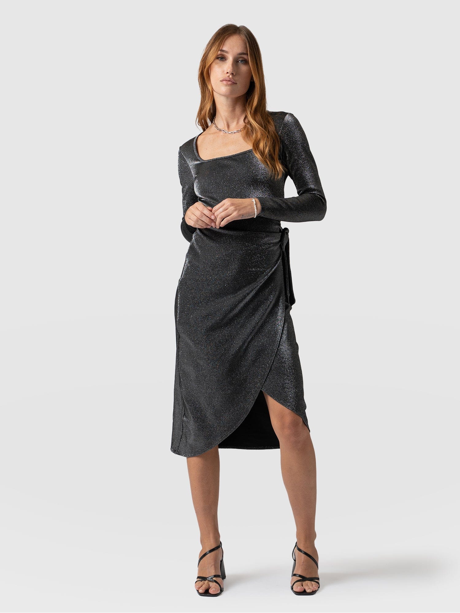 Amelia Wrap Dress Silver - Women's Dresses | Saint + Sofia® USA