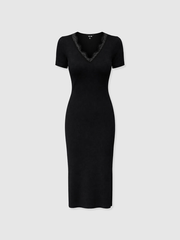 Adaline Zip Up Dress - Black Polka Dot - Women's Dresses