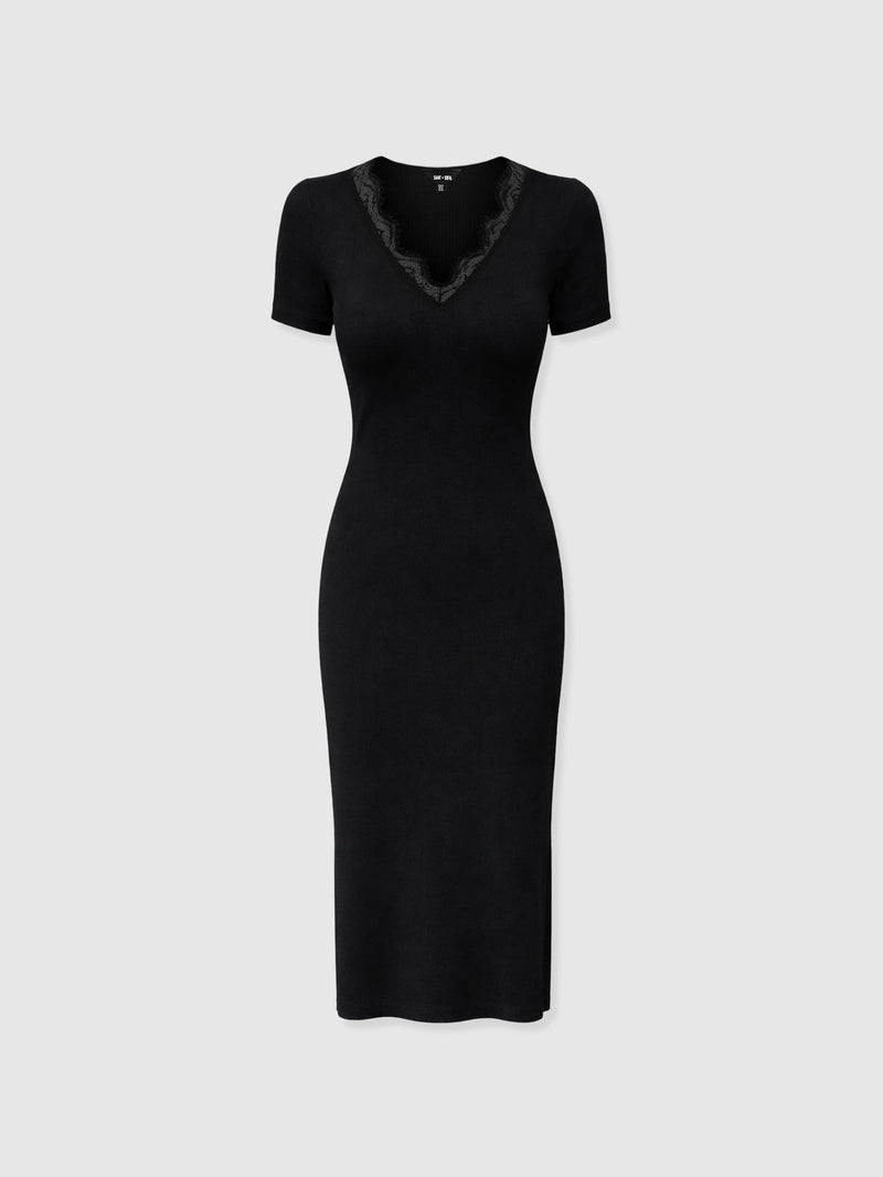 Andie V Neck Dress - Black Lace - Women's Dresses | Saint + Sofia® USA