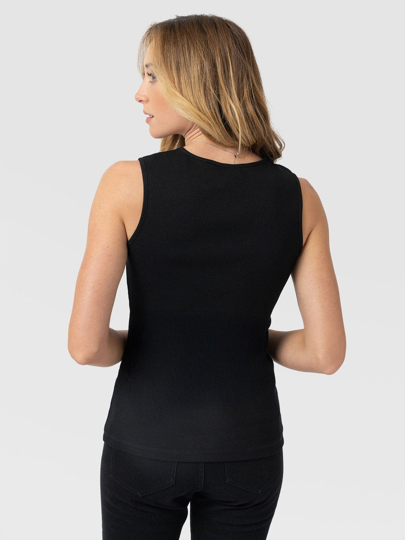 Andie V Neck Vest - Black Lace - Women's T-shirts | Saint + Sofia® USA