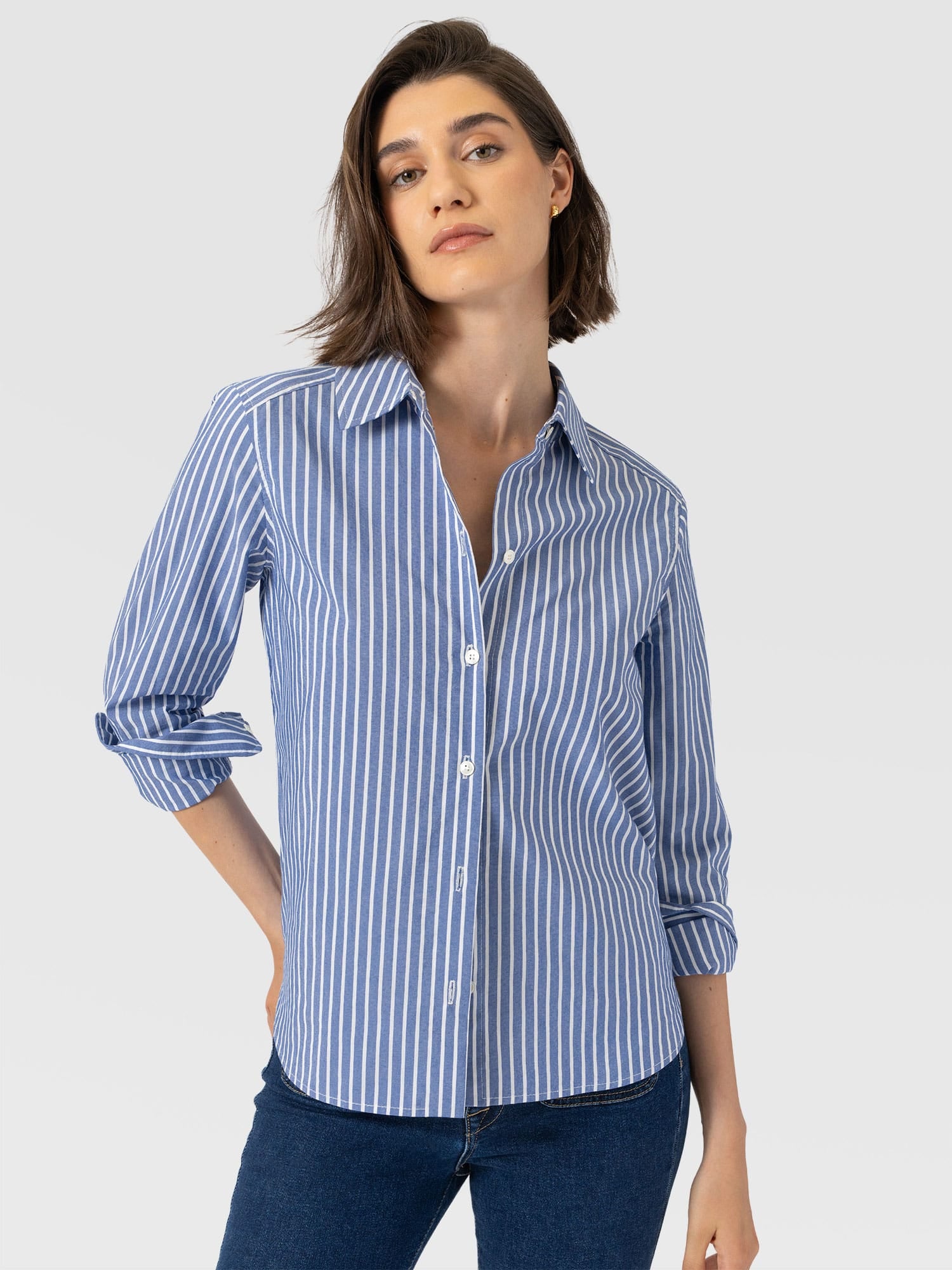 Anneliese Shirt - Blue Stripe - Women's Blouses | Saint and Sofia® USA