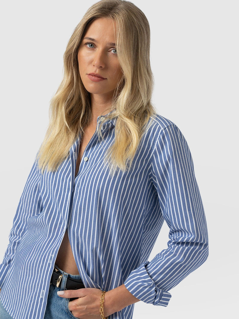 Anneliese Shirt - Blue Stripe - Women's Blouses | Saint + Sofia® USA
