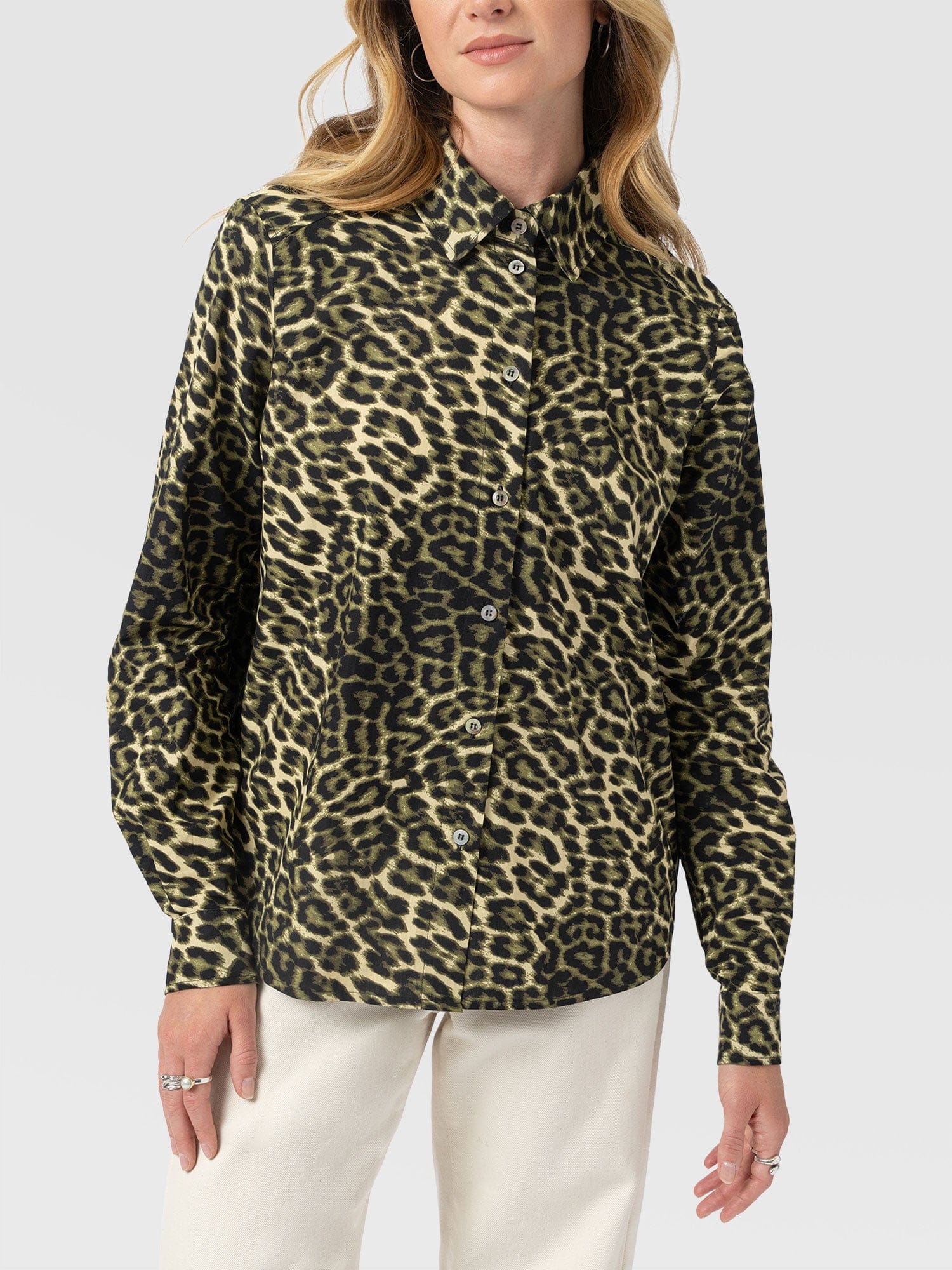 Anneliese Shirt - Green Leopard - Women's Blouses | Saint + Sofia® USA