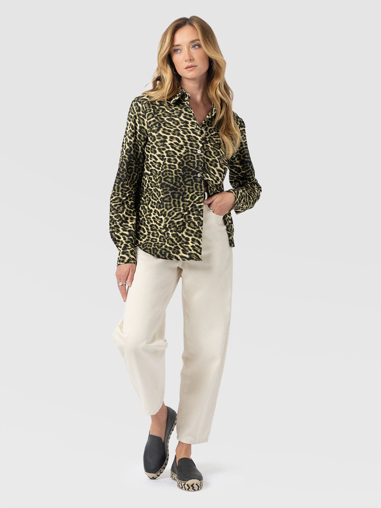 Anneliese Shirt - Green Leopard - Women's Blouses | Saint + Sofia® USA