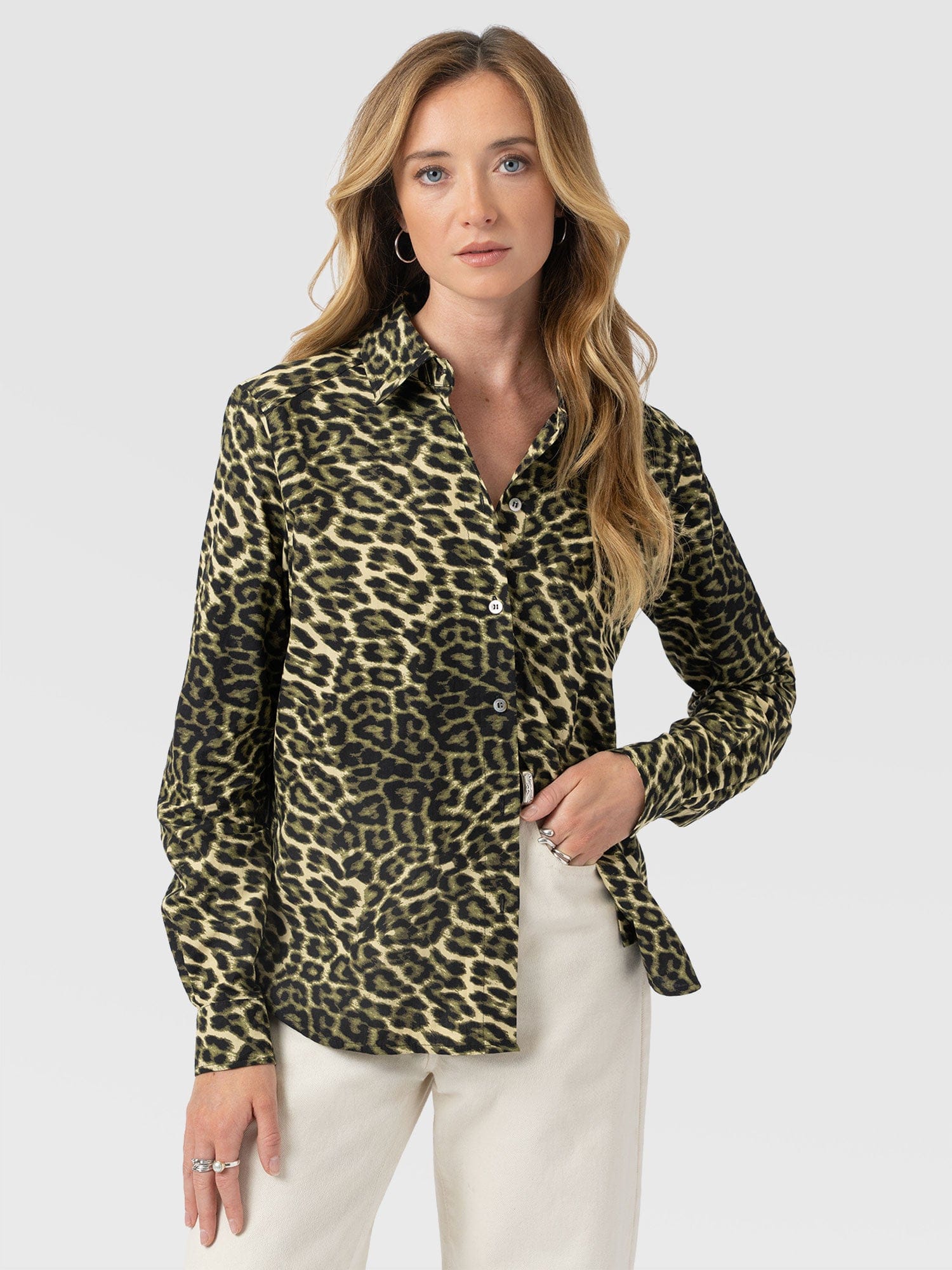 Anneliese Shirt - Green Leopard - Women's Blouses | Saint + Sofia® USA