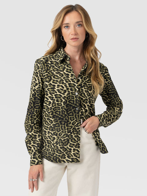 Anneliese Shirt - Green Leopard - Women's Blouses | Saint + Sofia® USA
