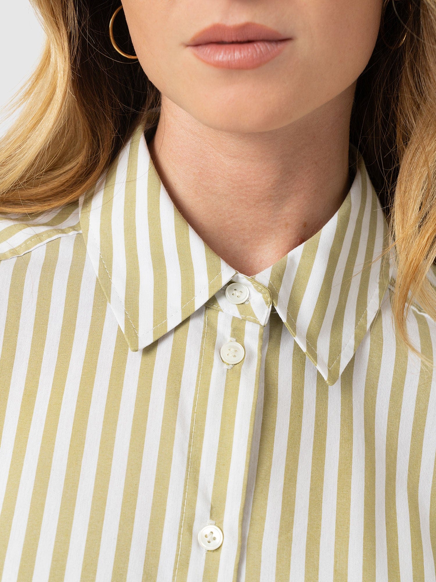 Anneliese Shirt - Green Stripe - Women's Blouses | Saint + Sofia® USA