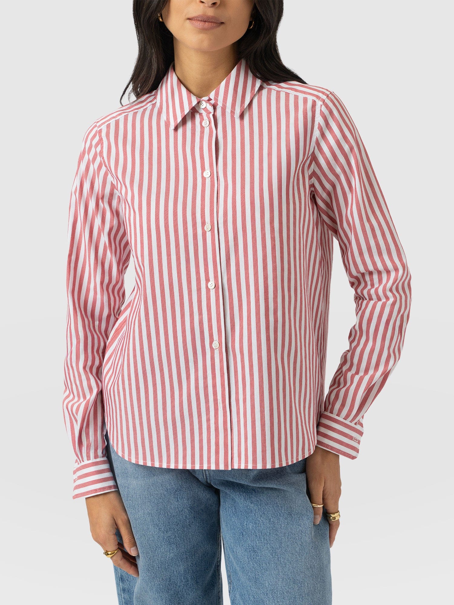 Anneliese Shirt - Red Stripe - Women's Blouses | Saint + Sofia® USA