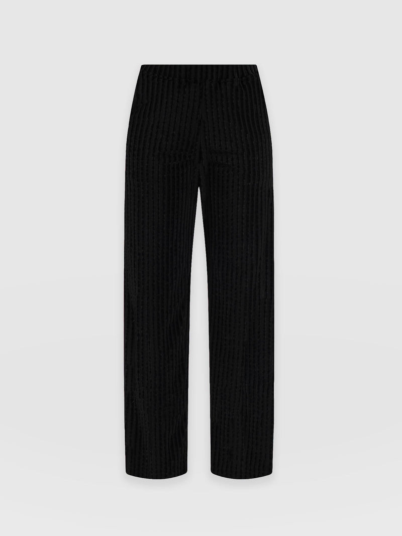 Apartment Pant Black Stripe Velvet - Women's Trousers | Saint + Sofia® USA