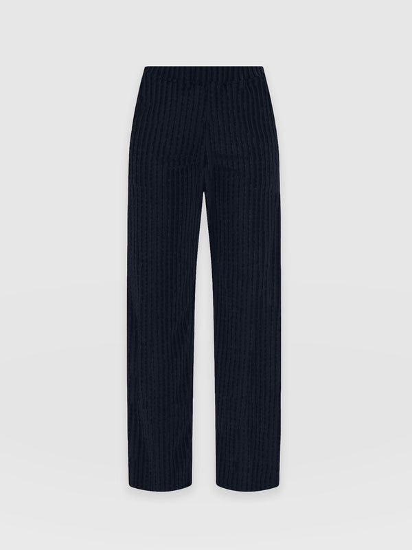 Apartment Pant Navy Stripe Velvet - Women's Trousers | Saint + Sofia® USA