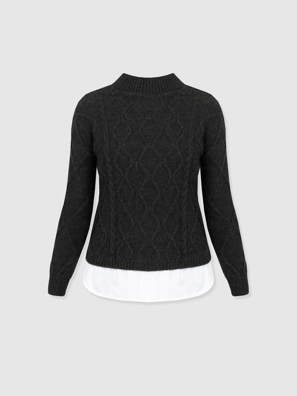 Arden Mock Shirt Jumper - Black - Women's Knitwears | Saint + Sofia® USA