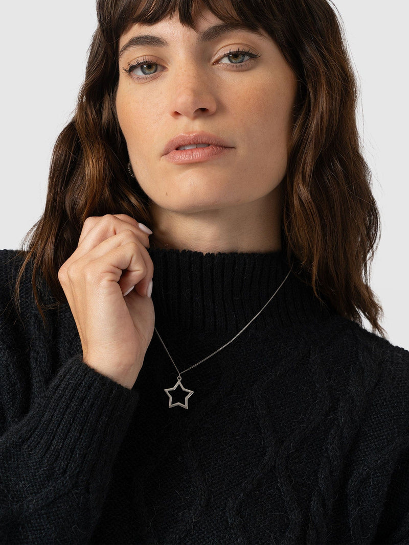 Arden Mock Shirt Jumper - Black - Women's Knitwears | Saint + Sofia® USA