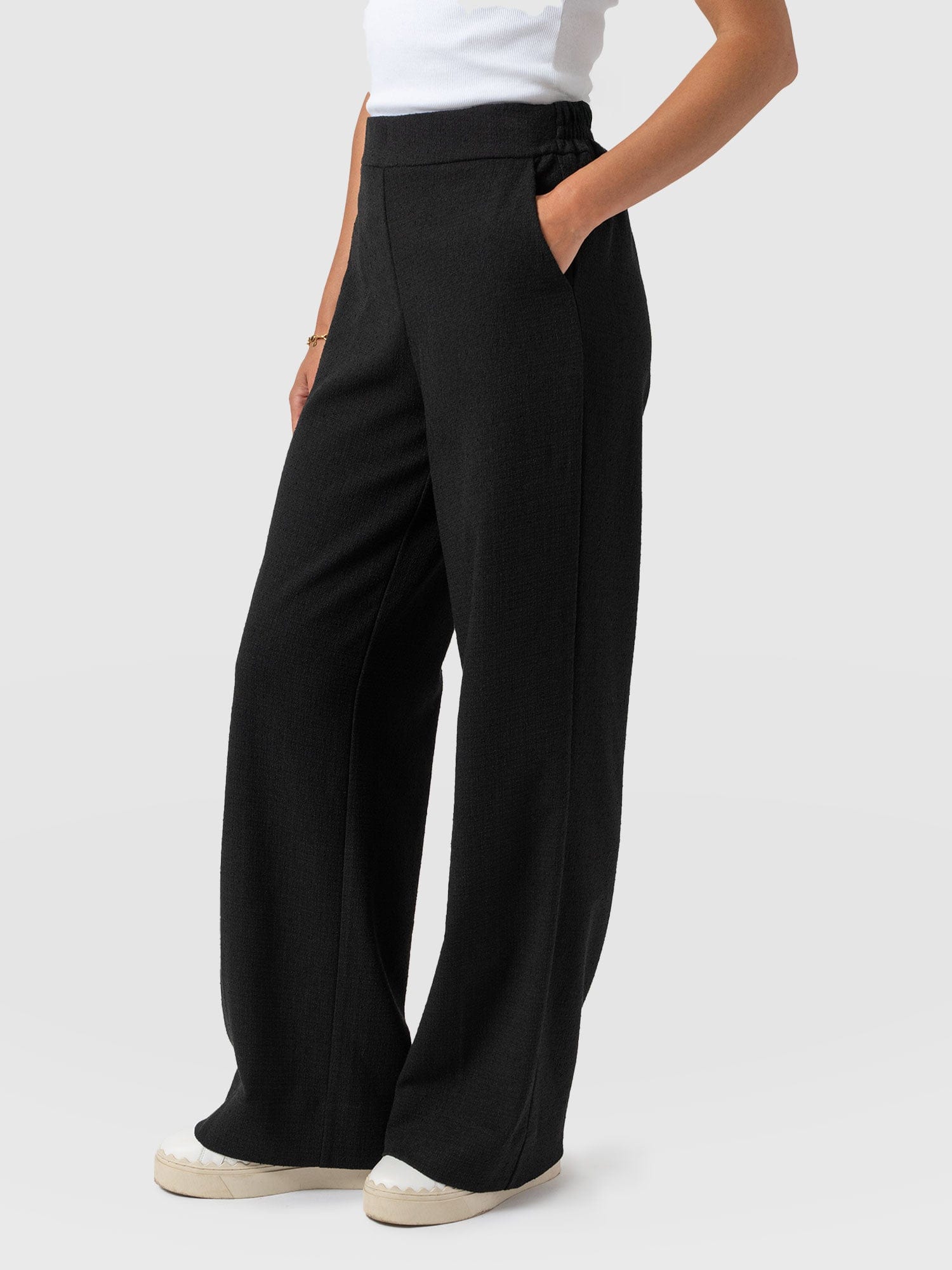 Arden Wide Leg Pant - Black Boucle - Women's Trousers | Saint + Sofia® USA