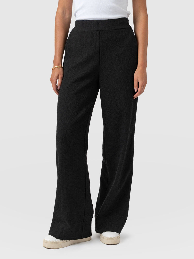 Arden Wide Leg Pant - Black Boucle - Women's Trousers | Saint + Sofia® USA