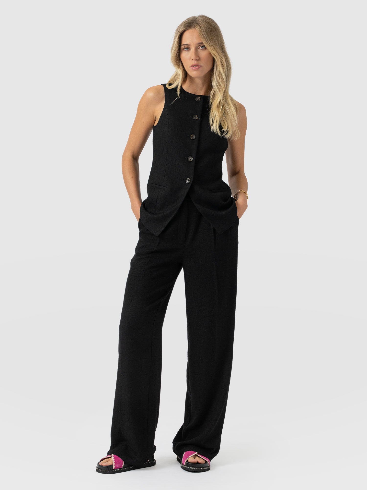 Argent Waistcoat - Black - Women's Jackets | Saint + Sofia® USA