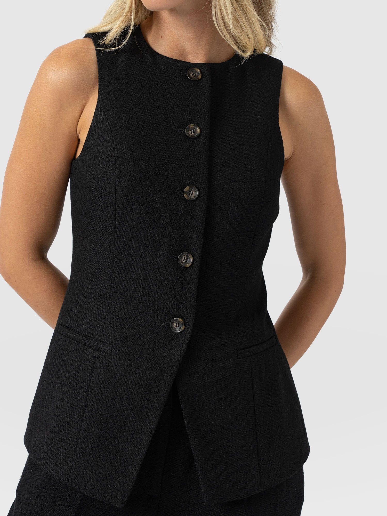 Argent Waistcoat - Black - Women's Jackets | Saint + Sofia® USA