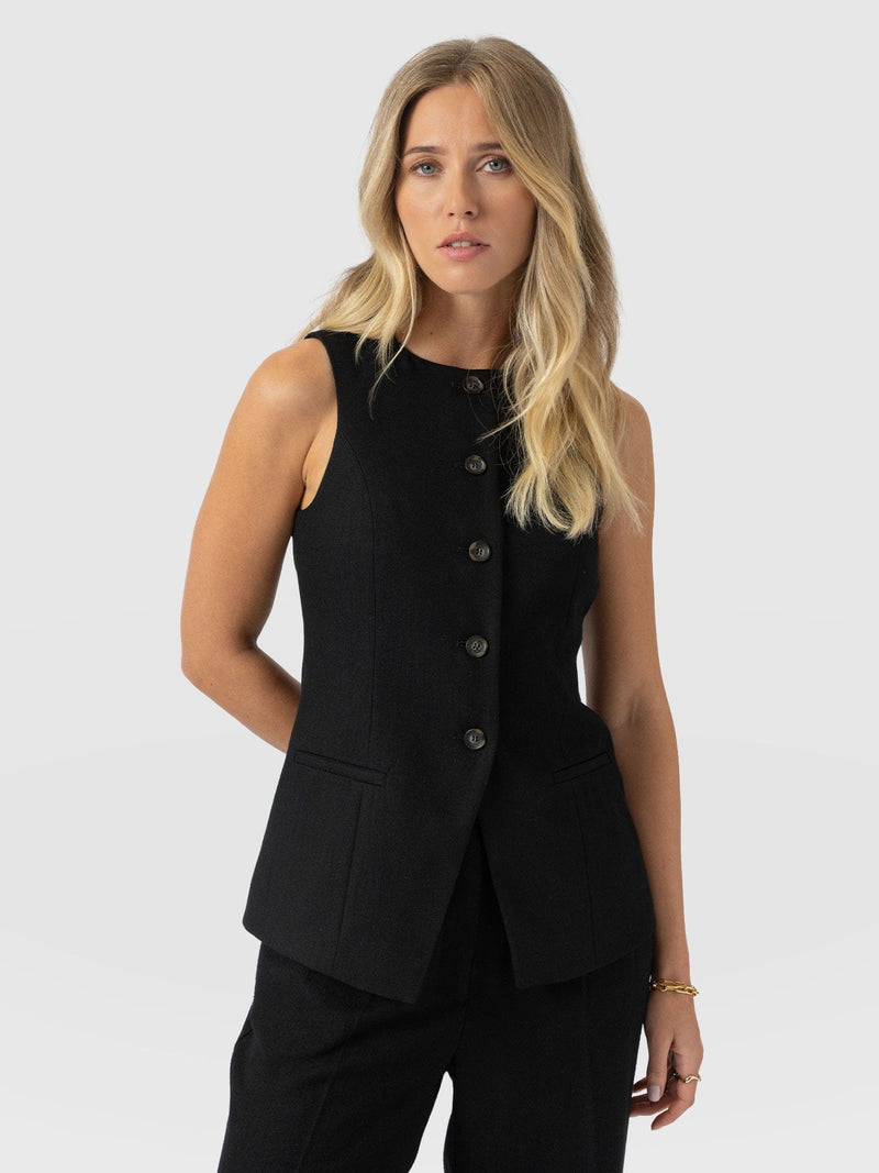 Argent Waistcoat - Black - Women's Jackets | Saint + Sofia® USA