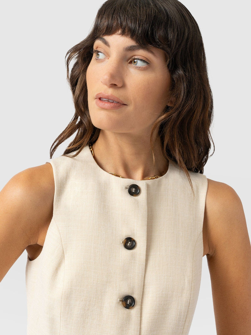 Argent Waistcoat - Cream - Women's Jackets | Saint + Sofia® USA